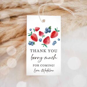 Strawberry Invitation, Strawberry Blueberry Favor Tags, Thank you tags Label Invitation