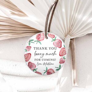 Strawberry Invitation, Strawberry Favor Tag, Strawberry Birthday, Thank you Stickers Label Berry Much Invitation