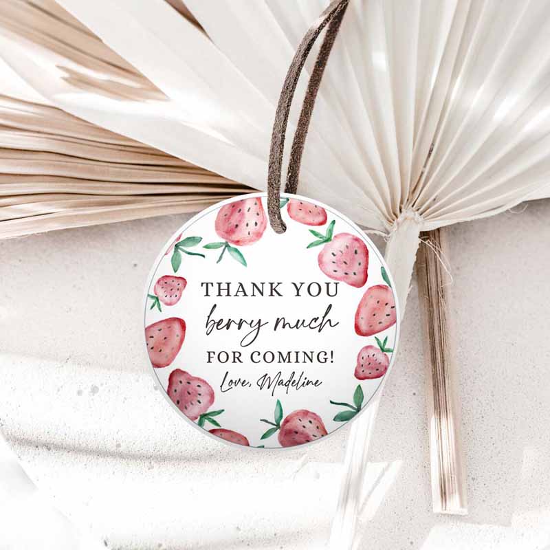 1 editable strawberry favor tag strawberry birthday thank you stickers label berry much gift tag farmers market template printable corjl 0399 1