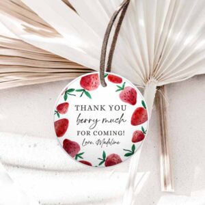 Strawberry Invitation, Strawberry Favor Tags, Strawberry Birthday, Thank you Stickers Label Berry Much Invitation