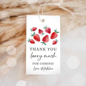 Strawberry Invitation, Strawberry Favor Tags, Strawberry Birthday, Thank you tags Label Berry Much Invitation