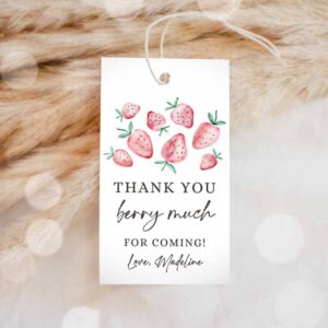 Strawberry Invitation, Strawberry Favor Tags, Strawberry Birthday, Thank you tags Label Berry Much Invitation