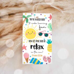 Tea Party Invitation, Summer Teacher Appreciation Gift Tag, Kids Your Turn To Relax In Invitation