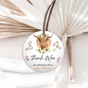Fun In The Sun Invitation, Sunflower Cow Birthday Party, Favor Tags, Holy Cow I'm One Birthday Invitation