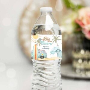 Surfing Invitation, Surf Water Bottle Label The Big One Party Decor Surf 1st Birthday Invitation