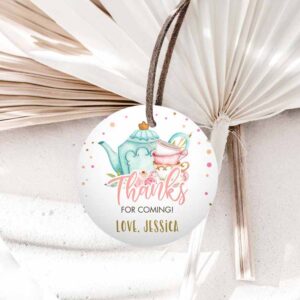 Tea Party Invitation, Tea Party, Favor Tag, Sticker Baby Shower Baby is Brewing Floral Invitation