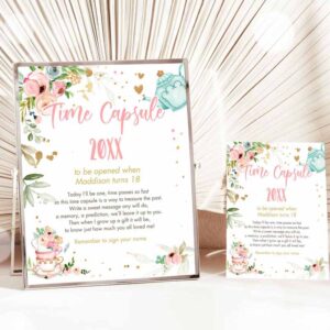 Tea Party Invitation, Tea Party, Time Capsule Birthday Party, Baby Shower Sprinkle Floral Pink Invitation