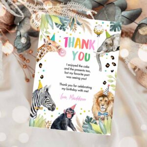 Two Wild Invitation, Thank You Card Safari Animal Wild One Two Wild Thank You Invitation