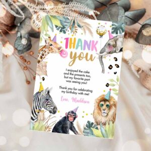 Two Wild Invitation, Thank You Card Safari Animals Wild One Two Wild Thank You Invitation