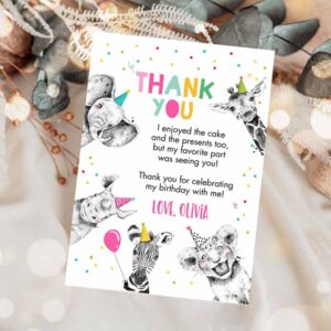 Two Wild Invitation, Thank You Card Safari Animals Wild One Two Wild Thank You Invitation