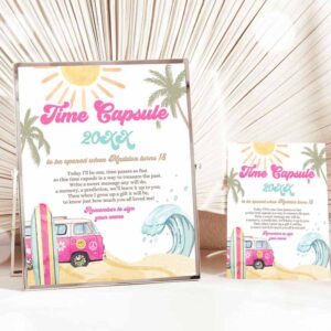 Surfing Invitation, Time Capsule Surf First Birthday, Birthday Party, Design Surfing Decorations The Big Invitation