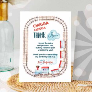 Train Invitation, Train Thank you Card Railroad Birthday, Boy Railroad Thank You Card Invitation