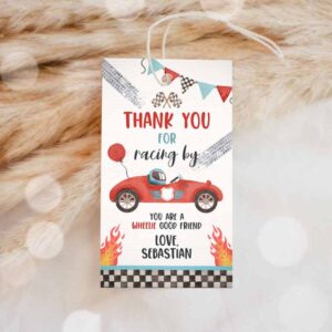 Racing Car Invitation, Two Fast Birthday, Favor Tag, Red Race Car Party, Favor Tag Invitation