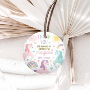 Rainbow Invitation, Unicorn Birthday, Circle Square Favors Magical Pastel Rainbow Unicorn Party Invitation