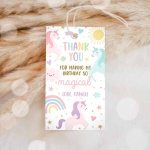 Rainbow Invitation, Unicorn Birthday, Luggage Favor Tags, Magical Pastel Rainbow Unicorn Birthday Invitation
