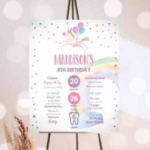 Unicorn Invitation, Unicorn Birthday, Milestones Sign Birthday, Girl First Birthday, Birthday Magical Party Invitation