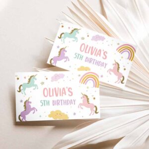 Unicorn Invitation, Unicorn Birthday Party, Gable Box Favor Label Magical Unicorn Gift Box Invitation
