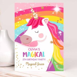 Fun In The Sun Invitation, Unicorn Capri Sun Labels Juice Pouch Labels Magical Unicorn Birthday Invitation