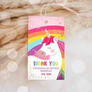 Rainbow Invitation, Unicorn Favor Tags, Unicorn Magical Birthday, Thank you tags Label Rainbow Invitation