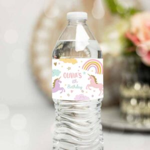 Unicorn Invitation, Unicorn Water Bottle Labels, Unicorn Birthday, Girl Magical Unicorn Party Decor Invitation