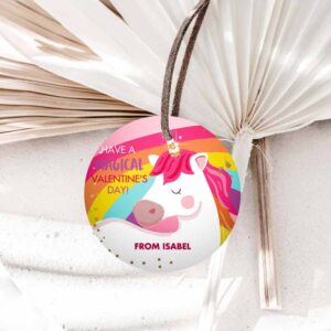 Unicorn Invitation, Valentine Unicorn Stickers Valentine Tags for Kids Magical Valentine's Day School Invitation