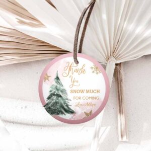 Winter Invitation, Winter Tree Thank You Tag Winter Onederland Girl Christmas Thank You Invitation