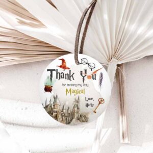 Wizard Invitation, Wizard Favor Tag, Wizard Thank You Tag Wizard Birthday, Sticker Round Invitation