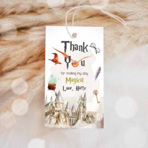 Wizard Invitation, Wizard Favor Tags, Wizard Thank You Tag Wizard Birthday, Gift Tag Invitation
