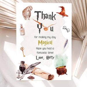 Wizard Invitation, Wizard Thank You Card Wizard Birthday, The Chosen One Magical Celebration Invitation