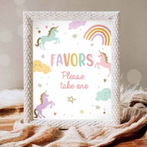 Unicorn Invitation, Favors Sign Unicorn Birthday Party Unicorn Party, Sweet Table Sign Invitation