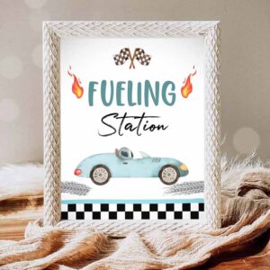 Racing Car Invitation, Fueling Station Race Car Sign Race Car Birthday Party Sign, Two Fast Birthday Party Invitation