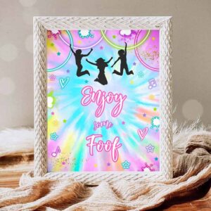 Tie Dye Invitation, Jump Tie Dye Birthday Party, Enjoy Some Food Sign Tie Dye Invitation