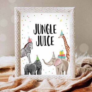 Wild One Invitation, Jungle Juice Sign Drinks Table Decor Safari Animals Birthday, Wild One Invitation