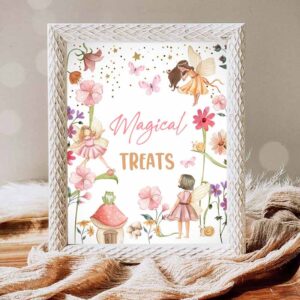 Fairy Invitation, Magical Treats Sign Fairy Birthday Favors Table Decor Magical Fairy Invitation