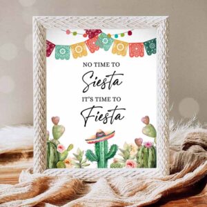 Fiesta Invitation, No Time to Siesta It's time to Fiesta Sign Bridal Shower Invitation