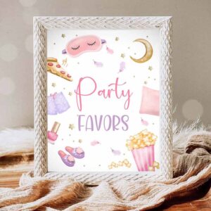 Slumber Invitation, Party Favors Sign Sleepover Birthday Slumber Party Decor Teen Birthday Invitation
