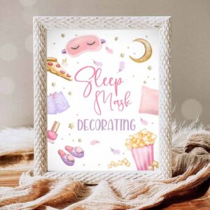 Slumber Invitation, Sleep Mask Decorating Sign Sleepover Birthday Slumber Party Decor Teen Invitation