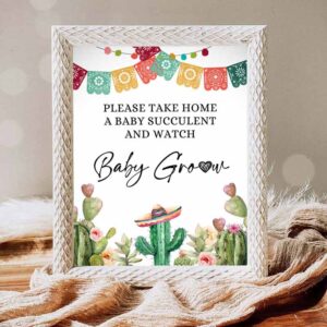 Baby Shower Invitation, Succulent Favors Sign Watch Me Grow Sign Cactus Baby Shower Decor Invitation