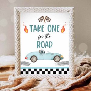 Racing Car Invitation, Take One For The Road Favors Sign Race Car Birthday Invitation