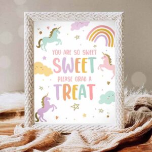 Unicorn Invitation, Take a Treat Sign Unicorn Birthday Party Unicorn Party Invitation
