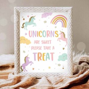 Unicorn Invitation, Unicorns Are Sweet Take a Treat Sign Unicorn Birthday Party Invitation