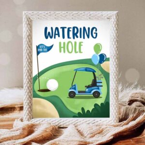 Golf Invitation, Watering Hole Birthday Drink Table Golf Birthday Party Decor Par-tee Invitation