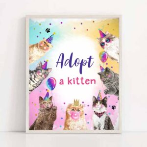 2 adopt a kitten birthday sign table decor cat party kitty birthday kitten adoption sign pawty decor party animals sign download rintable 0460 1