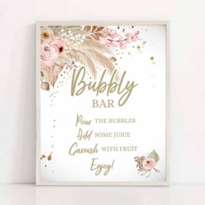 2 bubbly bar sign pampas grass bridal shower sign champagne bar boho bohemian tropical desert bar sign bubbly 8x10 download printable 0395 1