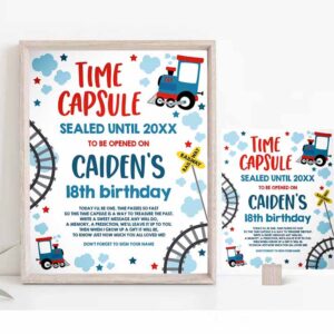 2 choo choo train birthday time capsule matching note card train time capsule chugga choo train birthday party instant download editable tc 1