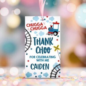 2 choo choo train favor tag train birthday gift tag chugga chugga birthday tag train birthday thank you tag instant editable corjl file tc 1