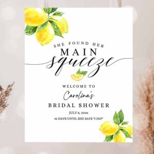 2 editable she found her main squeeze lemon bridal shower welcome sign lemonade greenery lemon bridal decoration sign 1