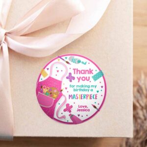 2 editable art birthday party favor tag label painting party birthday pink arts and crafts party gift labels tags favors instant download 9o 1