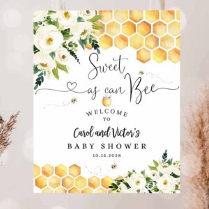 2 editable bee sweet as can bee baby shower baby sprinkle welcome sign yard sign 24x36 18x24 16x20 printable template 1
