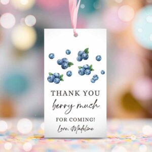 2 editable blueberry favor thank you tags berry first birthday blueberries thank you label berry much tags berry sweet template printable corjl 0399 1